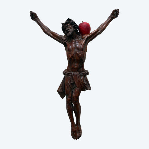 Religiosa Crucifix Grand Christ En Chêne Finement Sculpté 18 Eme