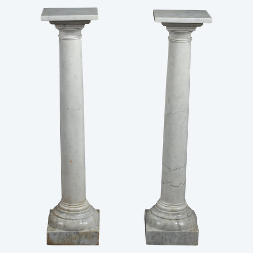 PAIR OF WHITE MARBLE COLUMNS LATE 19TH CENTURY