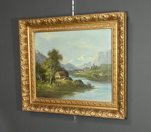 Huile sur Toile « Paysage Montagnard » signée C.Lion – Fin XIXe