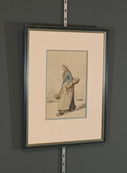 Watercolor "La Marchande Nantaise" by Z. Trigo - Late 19th century