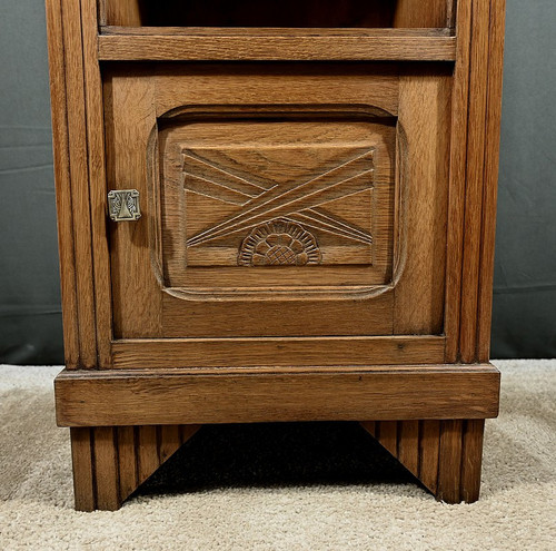 Table de Salon ou Chevet en chêne et marbre, Art Déco – 1930