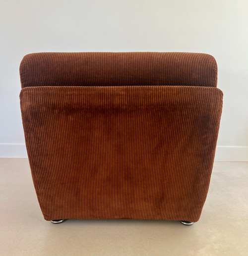 Brown velvet daybed chair, France 70s