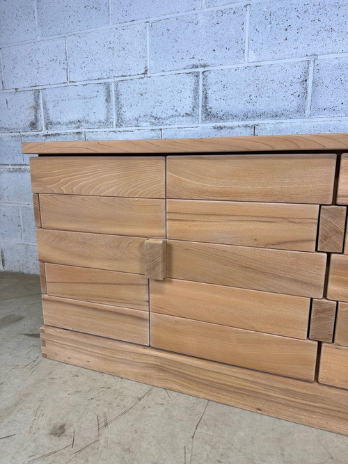 Credenza minimalista sbiancata anni '80