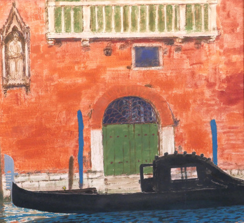 Sigismond JEANES 1863 - 1952 Venezia, paesaggio con gondola, dipinto, 1920-30 ca.