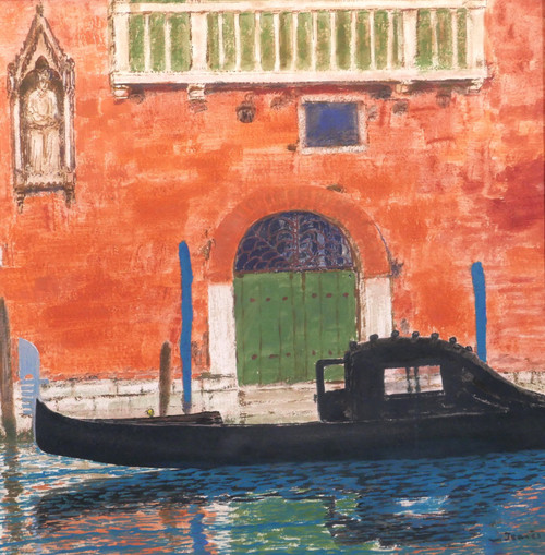 Sigismond JEANES 1863 - 1952 Venezia, paesaggio con gondola, dipinto, 1920-30 ca.