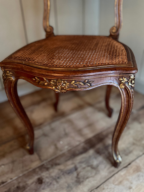 Pair of Louis XV chairs dating from the 19th century with wickerwork