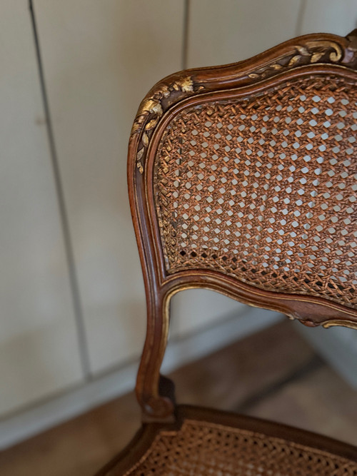 Pair of Louis XV chairs dating from the 19th century with wickerwork