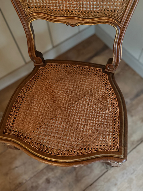 Pair of Louis XV chairs dating from the 19th century with wickerwork