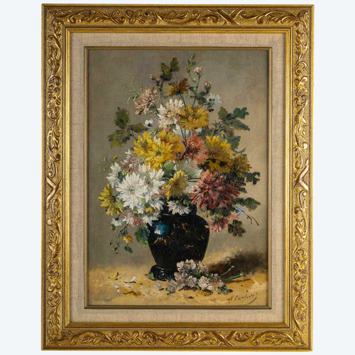 Eugène Henri Cauchois (1850-1911) Bouquet of daisies oil on canvas circa 1890