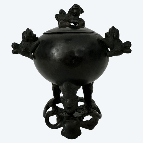 Perfume burner with bronze base China circa 1900 tripod base