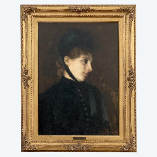 G. Puricelli, Portrait de Femme, Huile sur Toile, 19ème Siècle