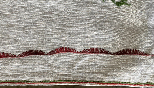 Embroidered floral linen tablecloth 19th century