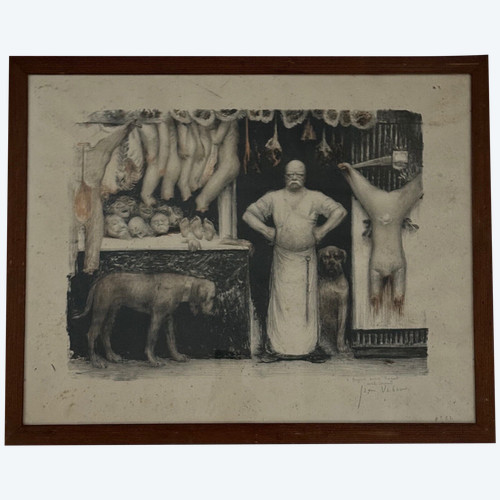 Le Boucher by Jean Veber signed lithograph no. 22