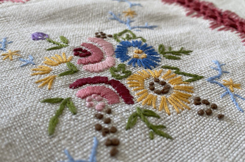 Tablecloth Embroidered With Bouquets Of Flowers 19th century