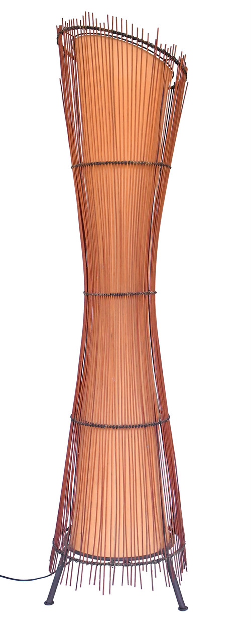 Kobe" floor lamp in bamboo and metal, from the 1980s