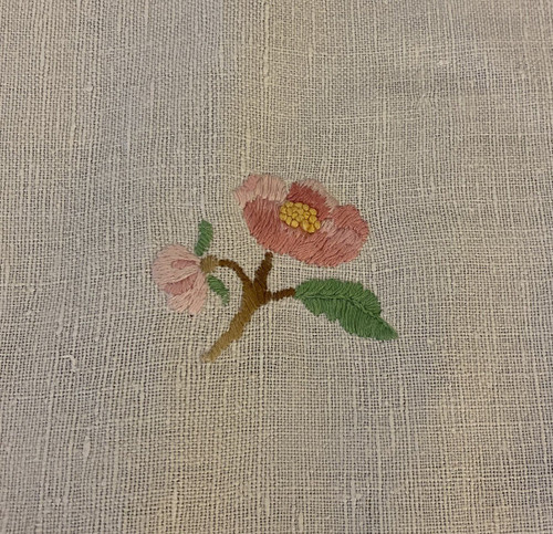 Linen Tablecloth Embroidered with Flower Decor XIX