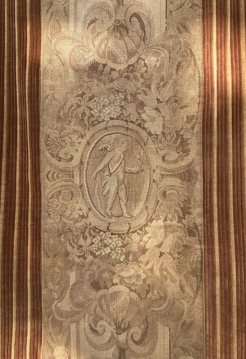 Pair of Curtains, Curtains In Tapestry Cherubins XIX th