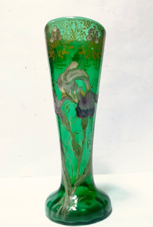 Vase art-nouveau en verre coloré /émaillé Legras