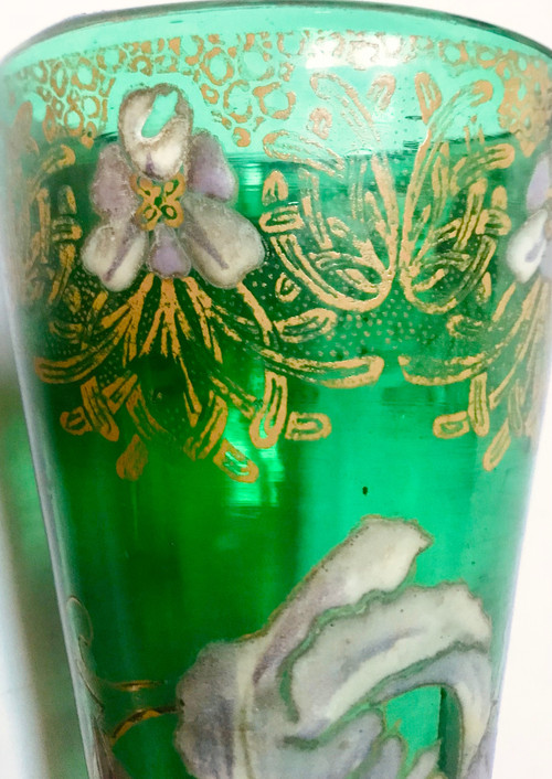 Vase art-nouveau en verre coloré /émaillé Legras