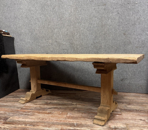 solid wood and marquetry dining table, late 19th century