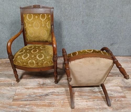 Pair of Empire/Consulat period mahogany armchairs circa 1800.