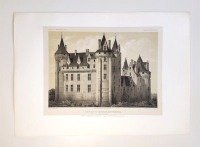  French Castle Coudray-montpensier Lithograph By Victor Petit 19th Century Old Print