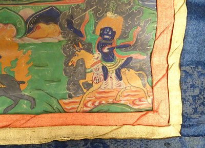 Thangka Tibétain Peinture Bouddhiste Mahakala 6 Bras Dharmapala Tibet 18è