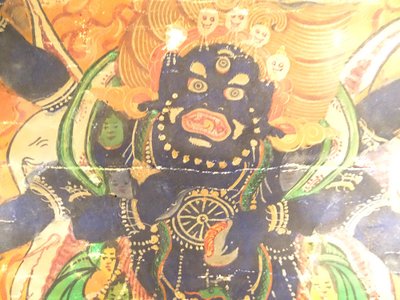 Thangka Tibétain Peinture Bouddhiste Mahakala 6 Bras Dharmapala Tibet 18è