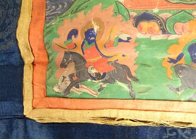 Thangka Tibétain Peinture Bouddhiste Mahakala 6 Bras Dharmapala Tibet 18è