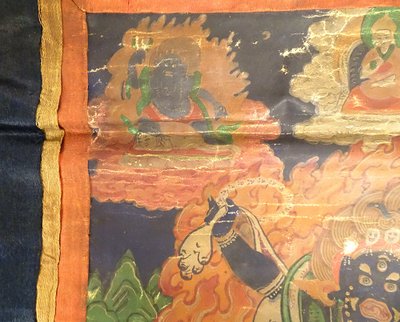 Thangka Tibétain Peinture Bouddhiste Mahakala 6 Bras Dharmapala Tibet 18è