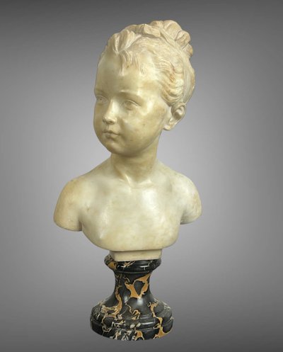 19th CENTURY MARBLE BUST OF LOUISE BRONGNIART AFTER HOUDON (1741-1828)