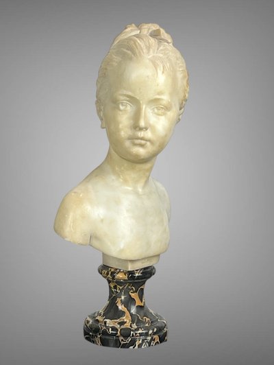 19th CENTURY MARBLE BUST OF LOUISE BRONGNIART AFTER HOUDON (1741-1828)