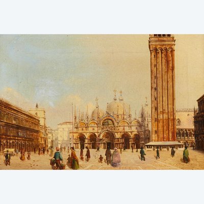 Veduta di Venezia con Piazza San Marco, Pittore vedutista dell'Ottocento