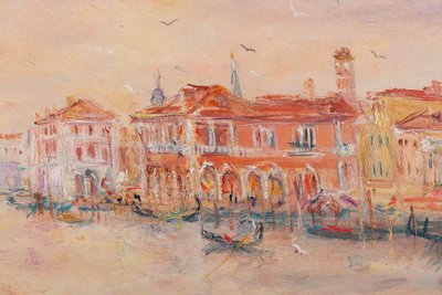 Serge Belloni (1925-2005) - Dawn over Venice oil on panel circa 1970