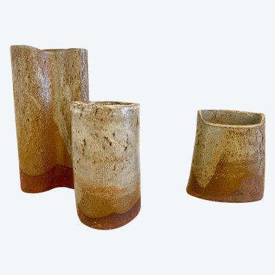 Ensemble de 3 vases en terre cuite émaillée.