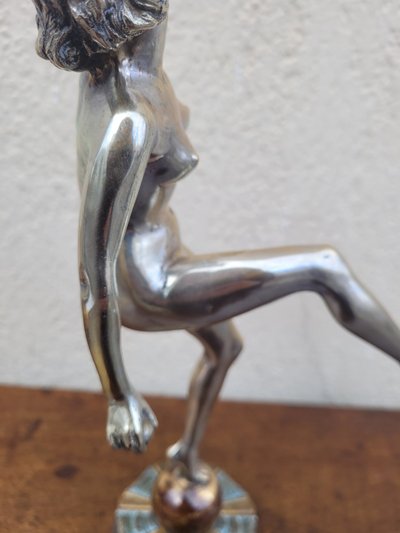 Ballerina da sala da ballo in bronzo argentato, Art Déco, XX secolo