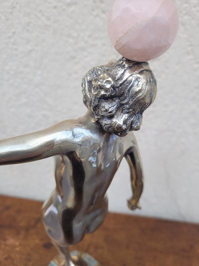 Ballerina da sala da ballo in bronzo argentato, Art Déco, XX secolo