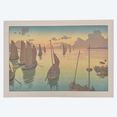 Lithograph by Henri Rivière Le Coucher de Soleil