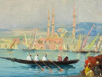 Orientalistisches Ölgemälde auf Leinwand Türkische Ansicht von Istanbul Osmanisches Reich