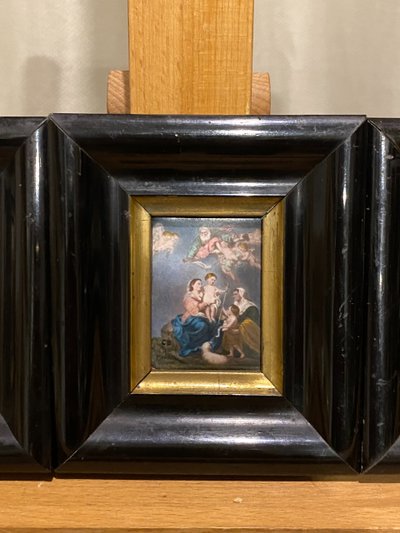 Set of three religious scenes, Painting on porcelain, 19th century