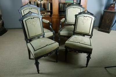 Napoleon III lounge, two armchairs, two chairs