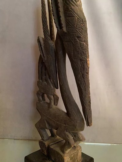 Große holzgeschnitzte Zimtmaske Gazelle Ciwara Tyi wara kun Bambara Mali 111 cm