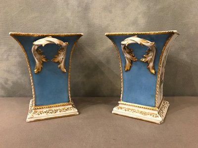 Pair of 19th century Vieux Paris porcelain vases