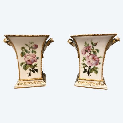 Pair of 19th century Vieux Paris porcelain vases