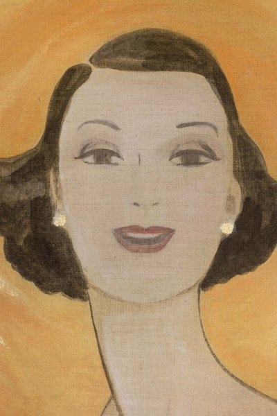 Painted canvas depicting an elegant woman from the 1950s. Contemporary. LS6134675T