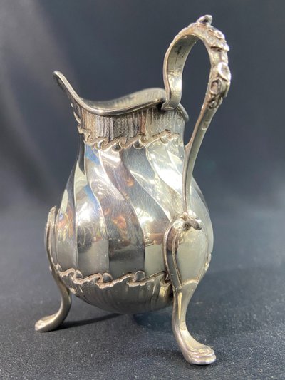 Solid silver milk jug signed Béguin Minerve hallmark Rocaille style Louis XV