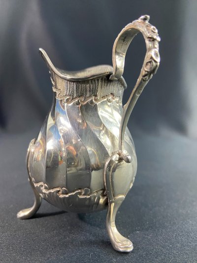 Solid silver milk jug signed Béguin Minerve hallmark Rocaille style Louis XV