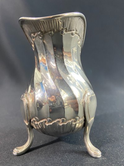 Solid silver milk jug signed Béguin Minerve hallmark Rocaille style Louis XV