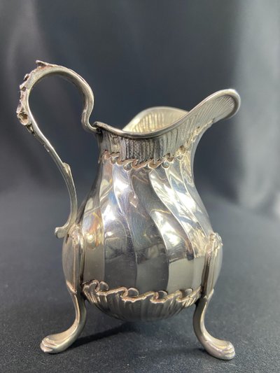 Solid silver milk jug signed Béguin Minerve hallmark Rocaille style Louis XV