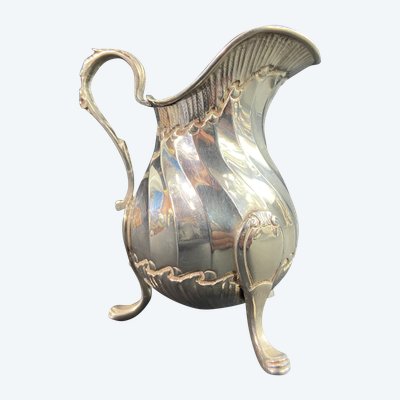 Solid silver milk jug signed Béguin Minerve hallmark Rocaille style Louis XV